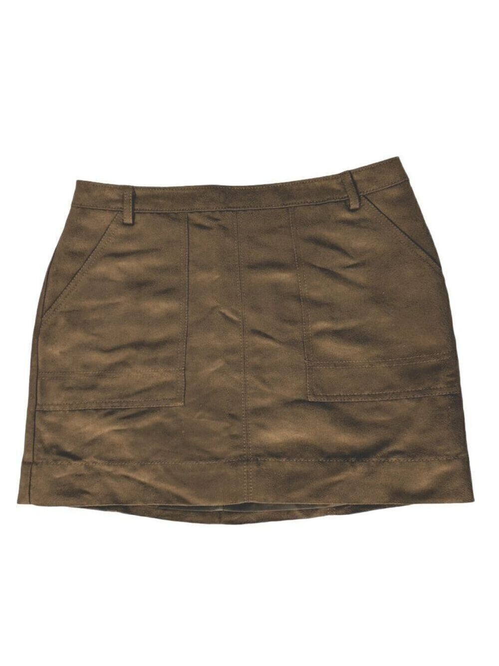 Hinge Womens A Line Mini Suede Skirt Brown Small